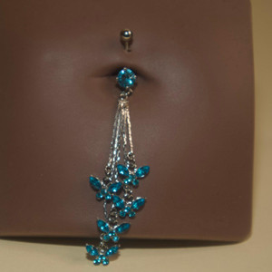 Dangling Four Butterflies Navel Belly Ring Button Dangling Four Butterflies Navel Belly Ring Button