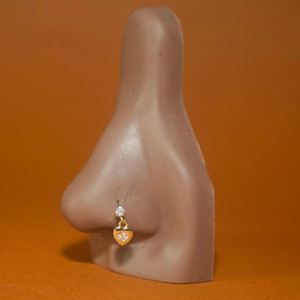 Dangle One Gem Heart Nose Hoop Stud Piercing Dangle One Gem Heart Nose Hoop Stud Piercing