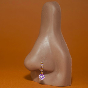 Dangle Purple Flower Nose Hoop Piercing Dangle Purple Flower Nose Hoop Piercing
