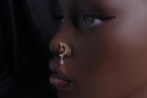 Dangle Cross Half Moon Gem Nose Stud Ring Piercing Jewelry Dangle Cross Half Moon Gem Nose Stud Ring Piercing Jewelry