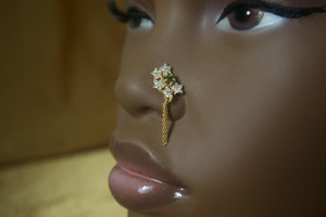 Dangle Chain Six Star Gem Nose Stud Piercing Jewelry Dangle Chain Six Star Gem Nose Stud Piercing Jewelry