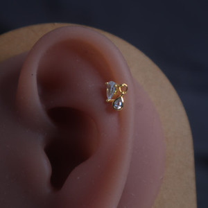 Cubic Zirconia Dangle Drop Gem Cartilage Ear Piercing Jewelry Cubic Zirconia Dangle Drop Gem Cartilage Ear Piercing Jewelry