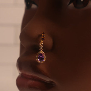 Purple Color Dangle Oval Nose Hoop  Ring Purple Color Dangle Oval Nose Hoop  Ring