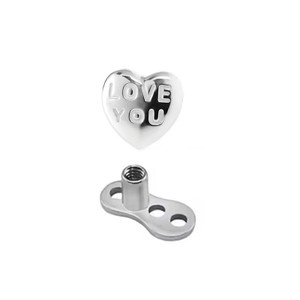 Titanium F136 Love Me Heart Dermal Top 1.2mm