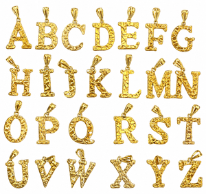 18K Gold Nugget Initial Pendant Necklace