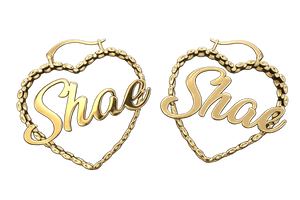 Personalized Heart Bamboo Hoop Earrings