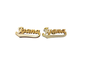 Custom 18K Gold Double Layer Nameplate Earrings