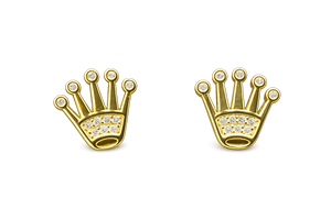 18K Gold Queen Crown Earrings