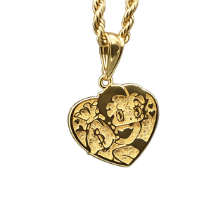 18K Gold Betty Boop Money Bag Nugget Necklace