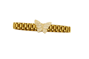 Gold Butterfly Rollie Style Link Bracelet