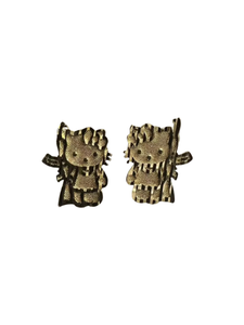 18K Gold Hello Kitty AK Gun Stud Earrings