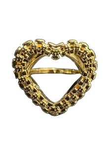 Gold Rollie Style Heart Shape Ring