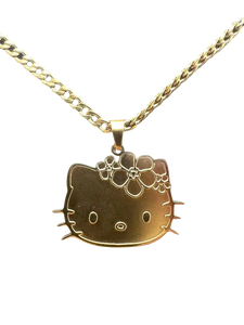 Hk Kitty Flower Pendant Necklace