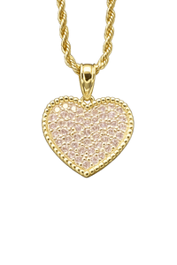 Gold Heart Rope Chain Pendant Necklace