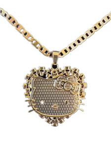 hk Kitty Statement Nugget Heart Rope Necklace