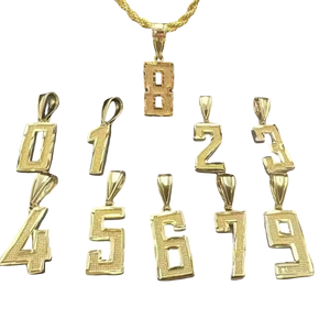 Gold Nugget Number Necklace