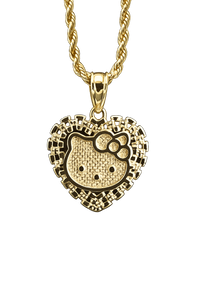 Gold Hello Kitty Heart Rollie Bow Nugget Necklace