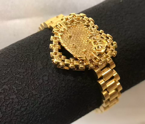 Gold Hk Kitty Nugget Heart Bracelet