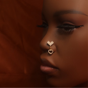 Dangle Heart CZ Nose Stud Piercing Jewelry Dangle Heart CZ Nose Stud Piercing Jewelry