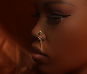 Dangle CZ Gem Star Nose Stud Piercing Jewelry Dangle CZ Gem Star Nose Stud Piercing Jewelry