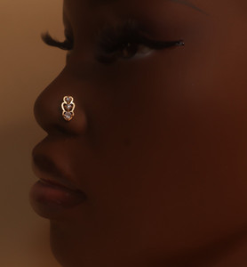 Triple Heart Gem Nose Stud Piercing Jewelry Triple Heart Gem Nose Stud Piercing Jewelry