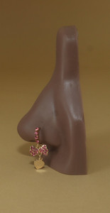 Dangle Pink Gems Nose Hoop Piercing Dangle Pink Gems Nose Hoop Piercing