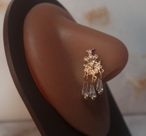 Dangle Chandelier CZ Gems Nose Stud Piercing Dangle Chandelier CZ Gems Nose Stud Piercing
