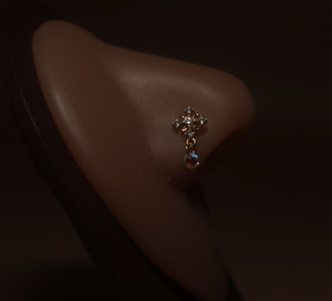 Cassiopeia Dangle Gem Nose Stud Ring Cassiopeia Dangle Gem Nose Stud Ring