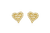 18K Gold Baguette CZ Heart Stud Earrings