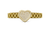 Gold Iced Heart Rollie Style Link Bracelet