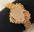 Gold Hk Kitty Heart Solid Rollie Link Bracelet
