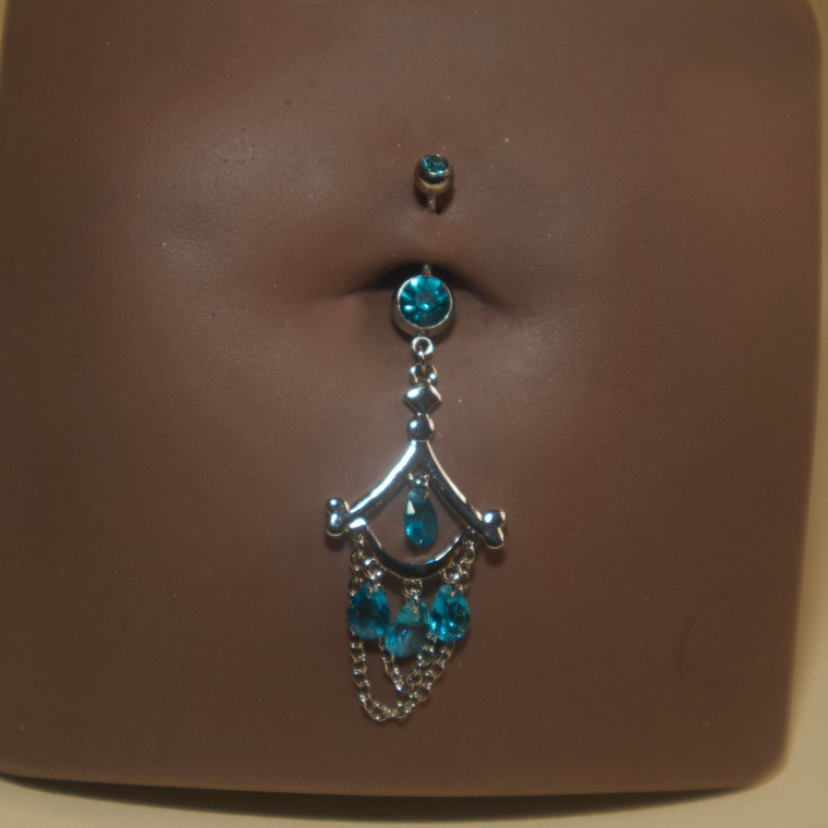 Steel Dangling Triangle Chain Navel Belly Button