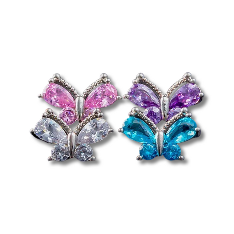 Steel Color Butterfly Gem Dermal Anchor