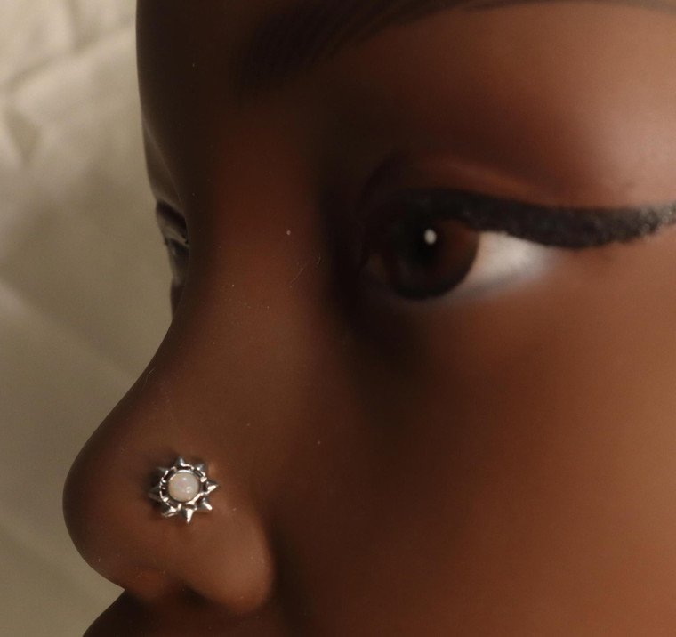 Opal Sun Flower Nose Stud Piercing
