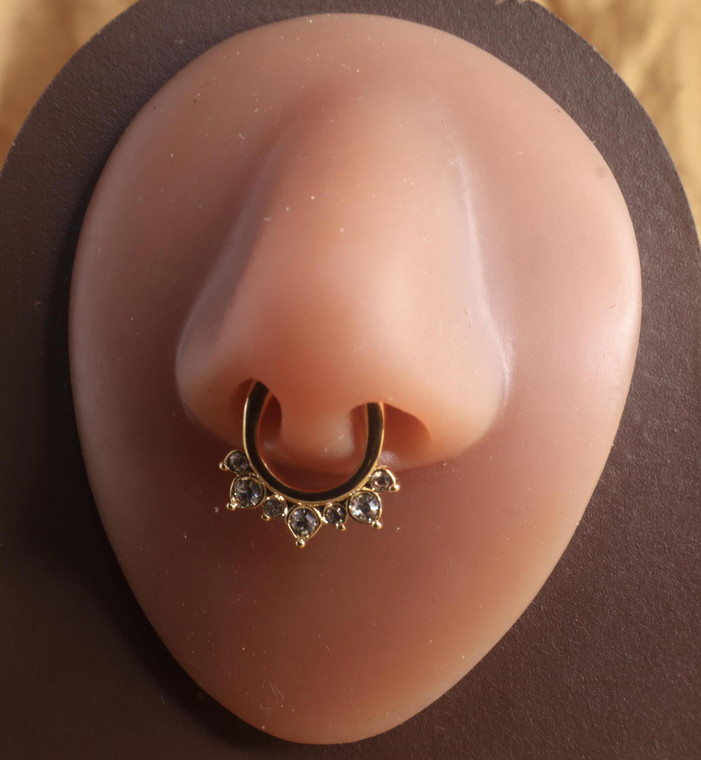 Big Gems Spike Septum Clicker Nose Hoop Jewelry