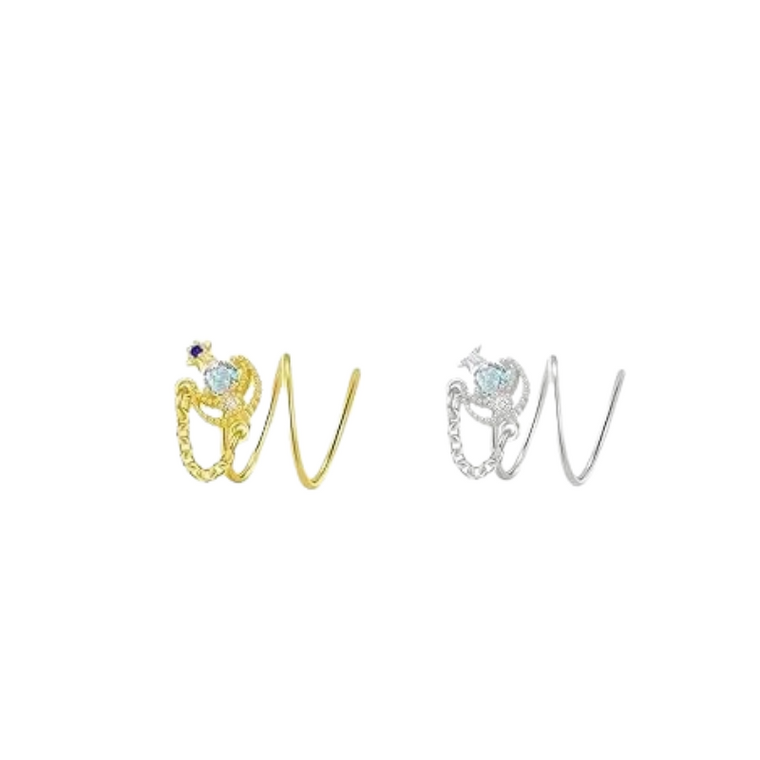 Double Nose  Hoop Effect Half Moon Chain