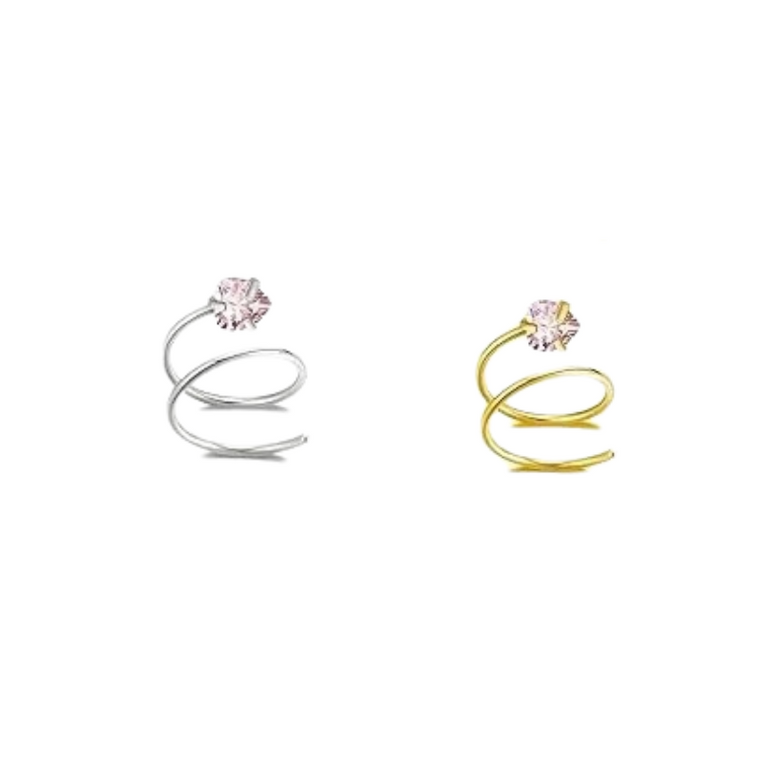 Double Nose Hoop Effect Pink Gems