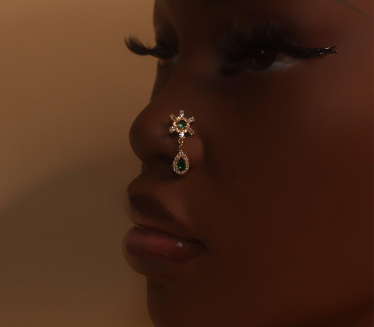Hustle Dangle CZ Gem Nose Stud Piercing