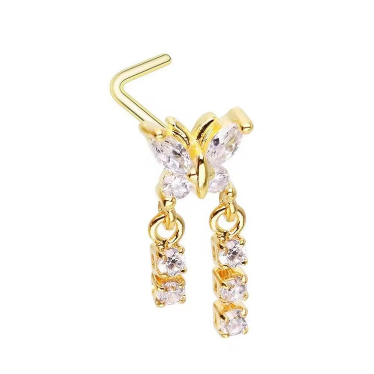 20G Butterfly Sparkle Nose Stud