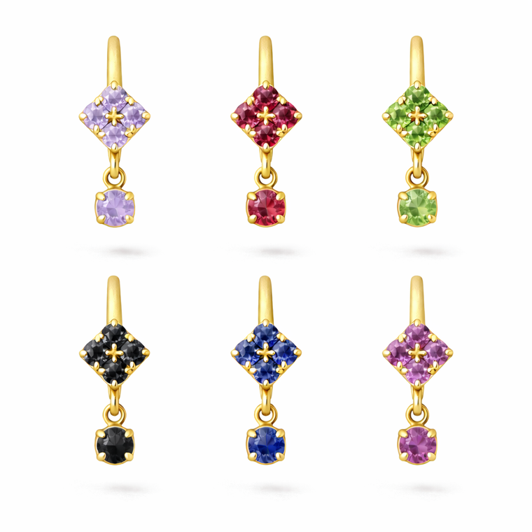 20G Square Drop Nose Hoop 6 Color Set