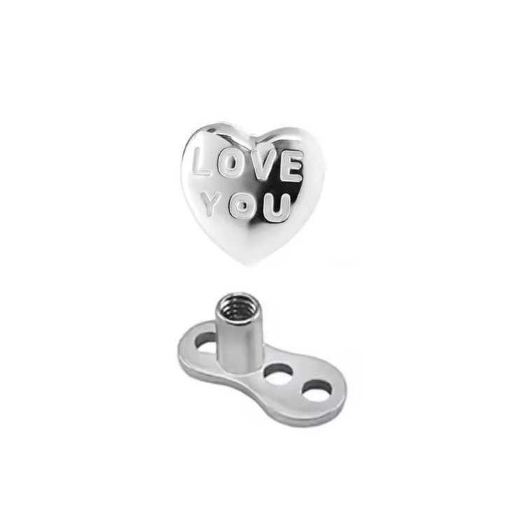 Titanium F136 Love Me Heart Dermal Top 1.2mm