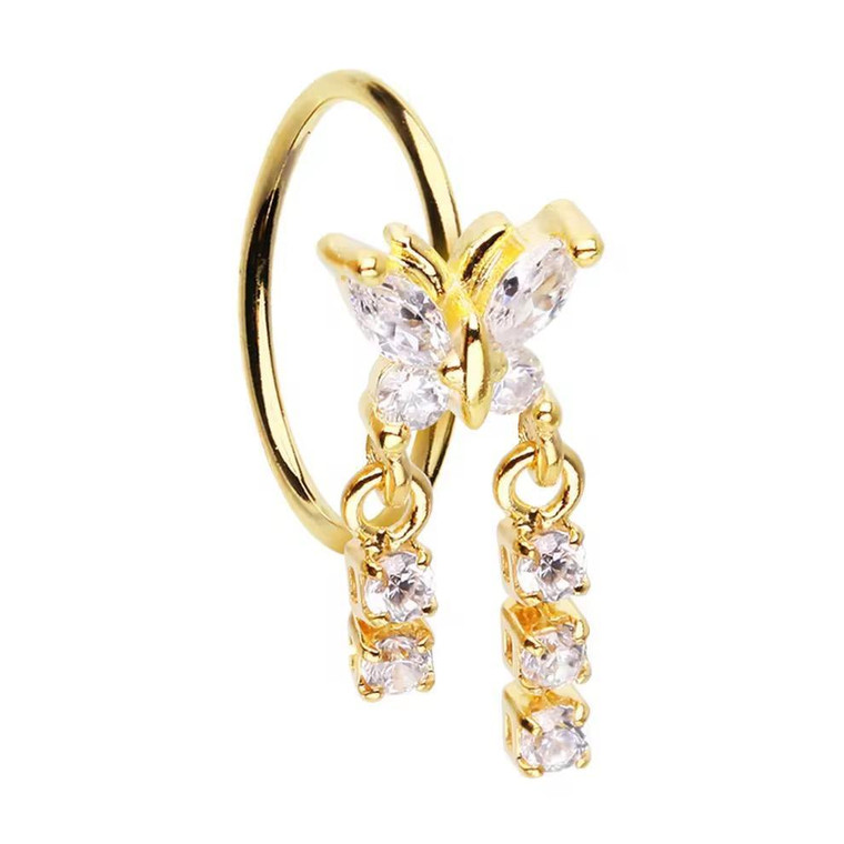 20G Gold Iced Butterfly Statement Hoop