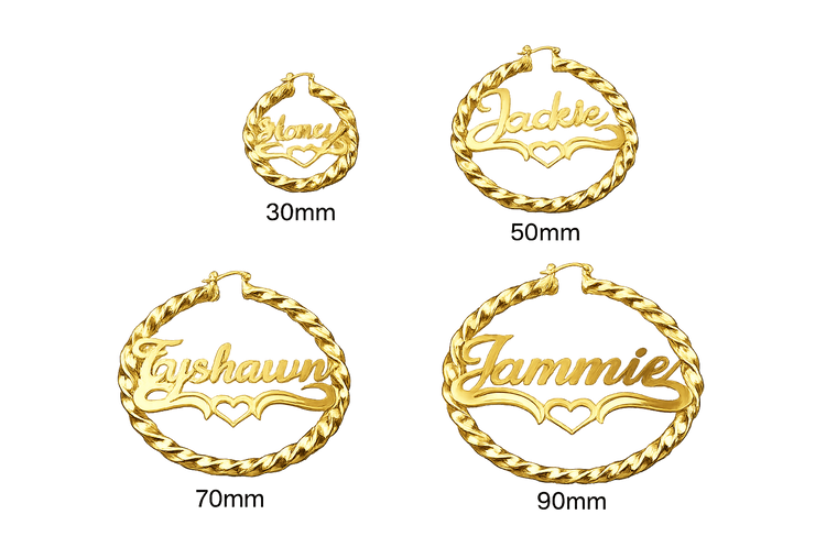 18K Gold Personalized Bamboo Name Earrings