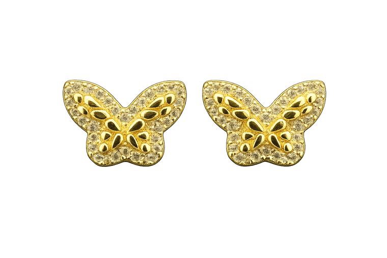 18K Gold Sparkle Butterfly Nugget Earrings