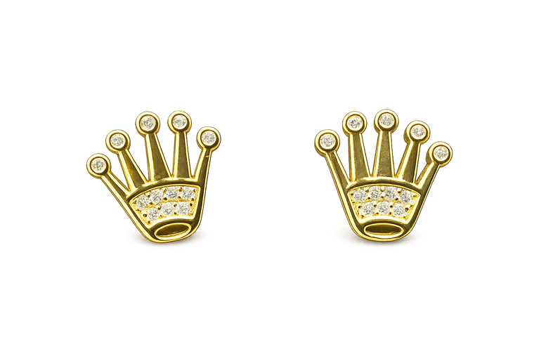 18K Gold Queen Crown Earrings