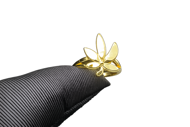 Gold Hemp Leaf Statement Ring