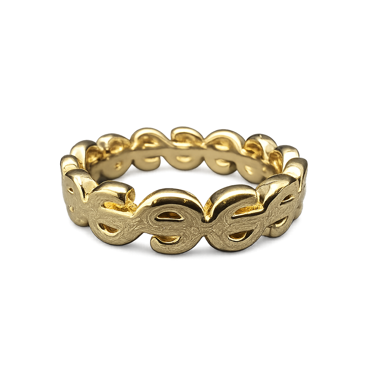 Gold Cash Money Symbol Wrap Band Ring