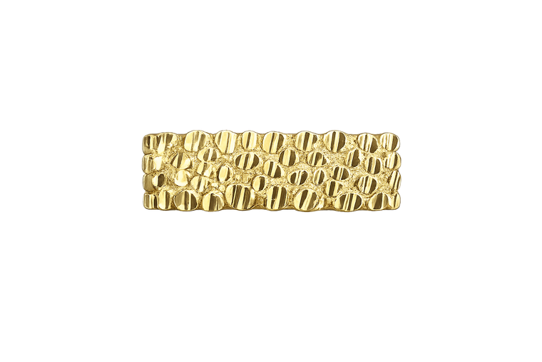 Gold Textured Square Nugget Double Ring