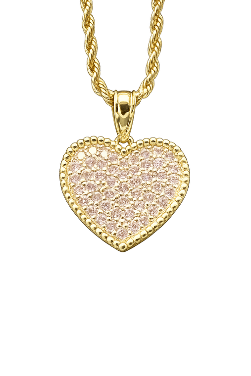 Gold Heart Rope Chain Pendant Necklace