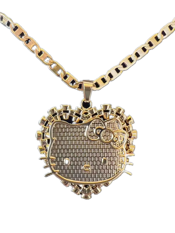 hk Kitty Statement Nugget Heart Rope Necklace
